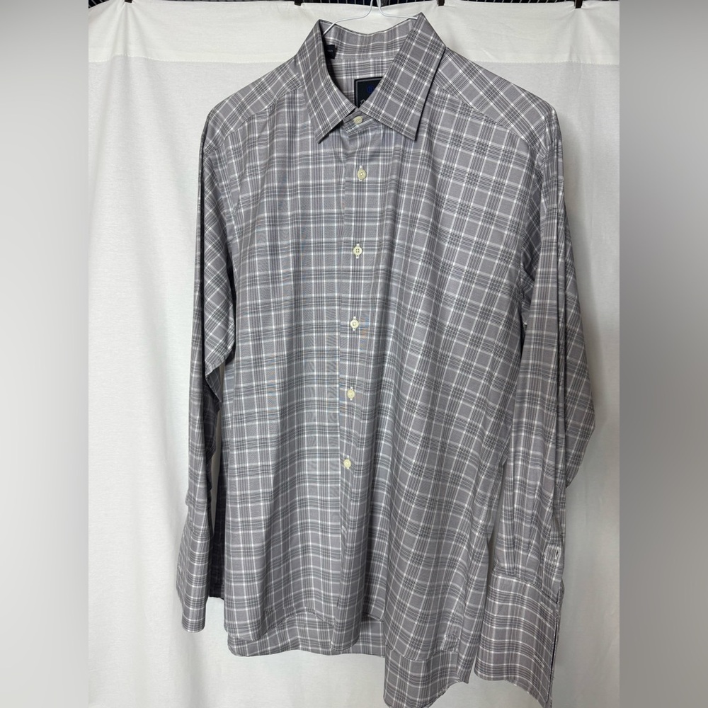 Gray Plaid David Donahue Men's Shirt